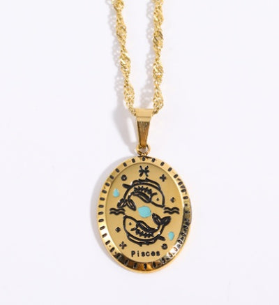 Fashion Simple Zodiac Sign Necklace Women's