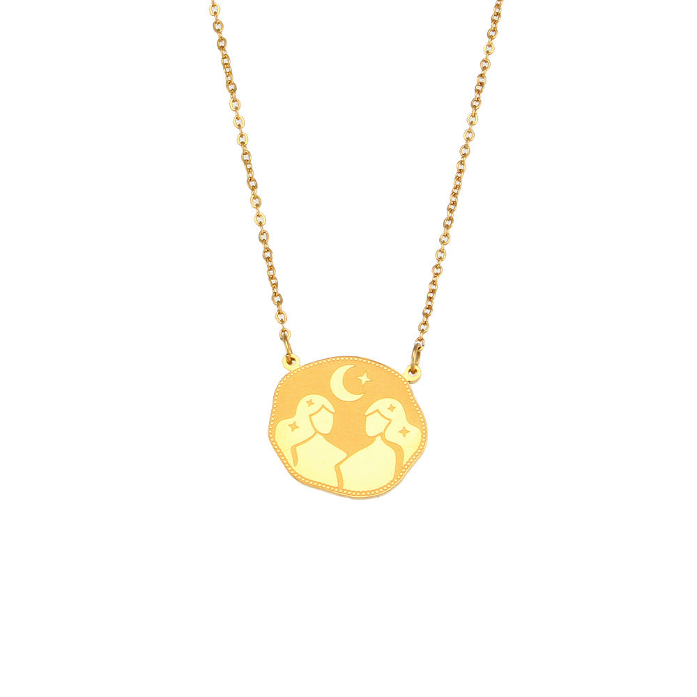 Fashion Simple Zodiac Sign Necklace Women's