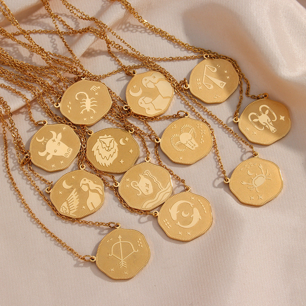 Fashion Simple Zodiac Sign Necklace Women's