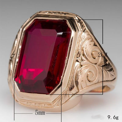 Simple Zircon Inlaid Large Gemstone Men's Business Ring
