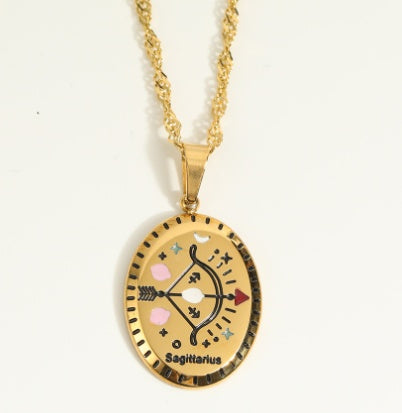Fashion Simple Zodiac Sign Necklace Women's