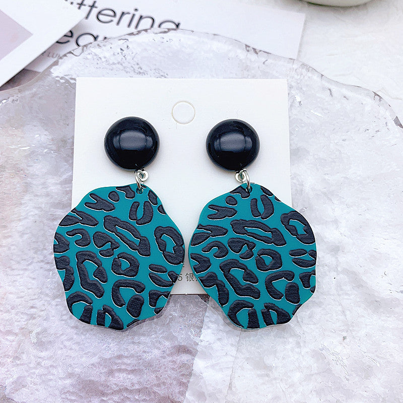 Acrylic Resin Leaf Floral Heart Embossed Print Earrings