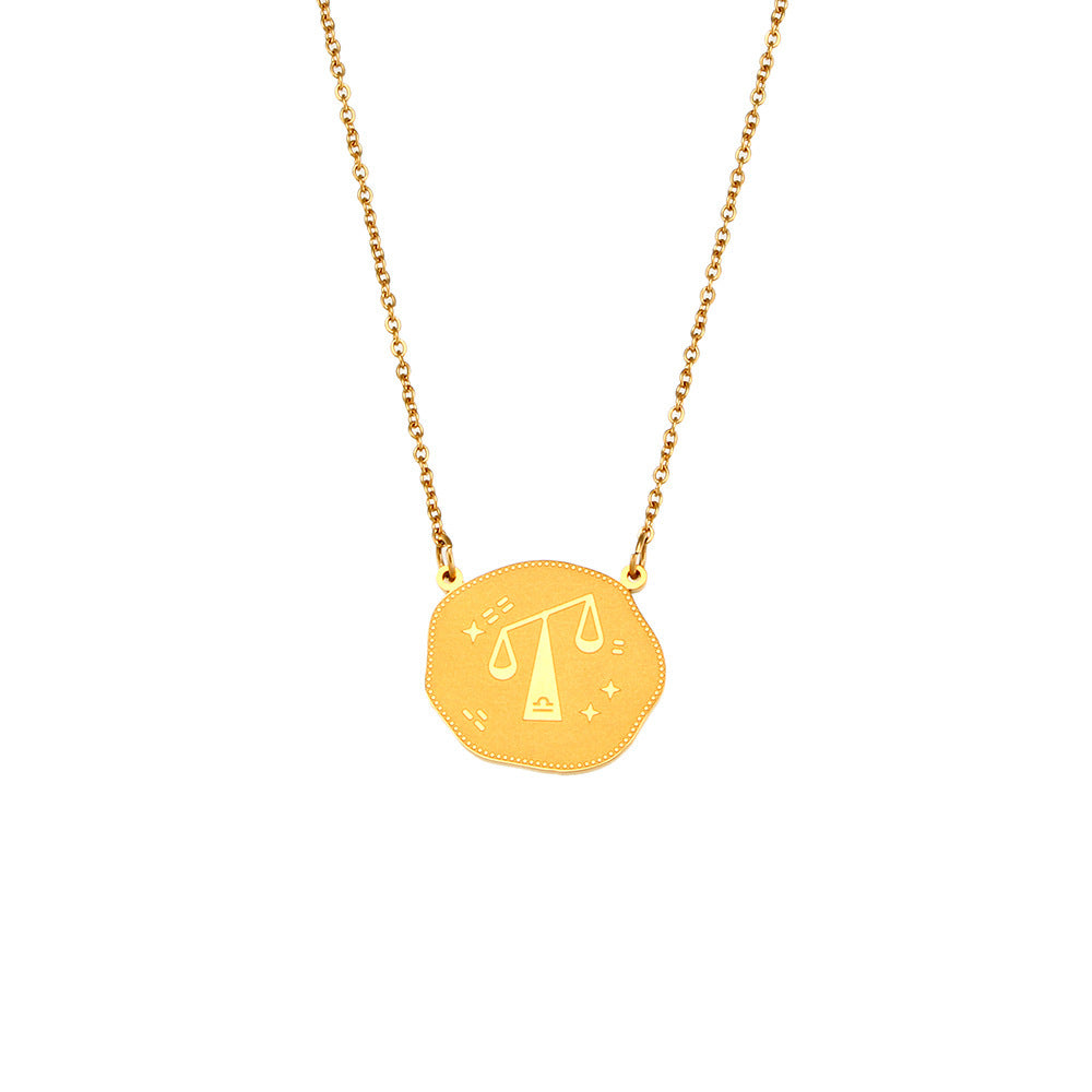 Fashion Simple Zodiac Sign Necklace Women's