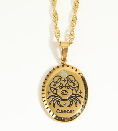 Fashion Simple Zodiac Sign Necklace Women's