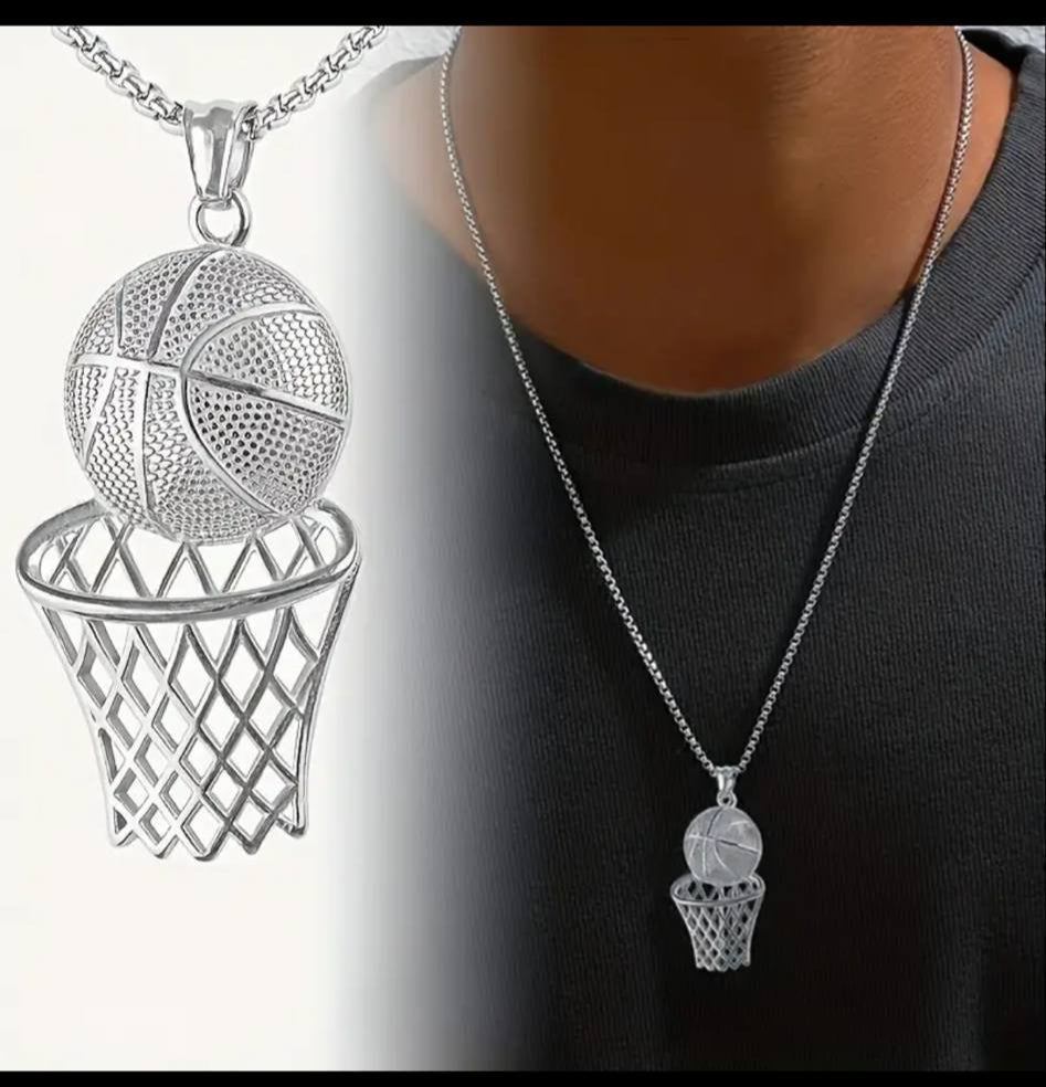 Silver Basketball necklace