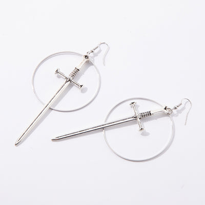 Vintage Gothic Cross Oversized Hoop Earrings