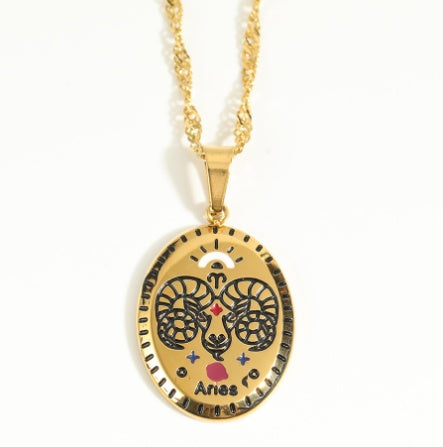 Fashion Simple Zodiac Sign Necklace Women's