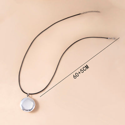 Nebula Aurora Mountain Locket Necklace Vintage Glass Photo Frame Pendant Necklaces